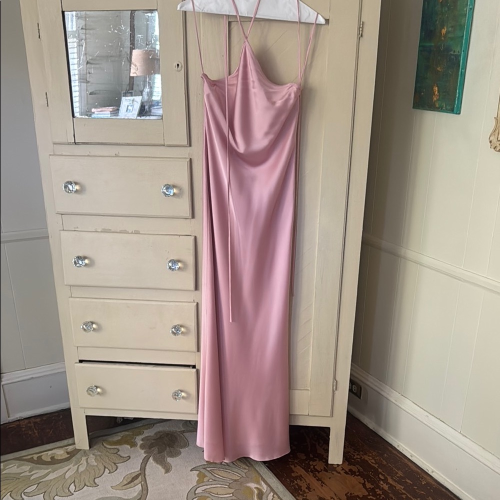 Stolen Studios Pink Haltered Satin Dress